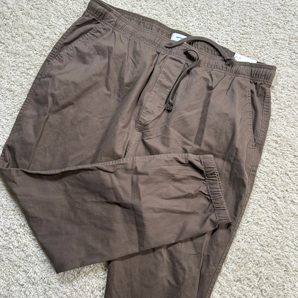 Old Navy Jogger XL Brown Built-In Flex Twill Drawstring Pants 38X29 New NWT